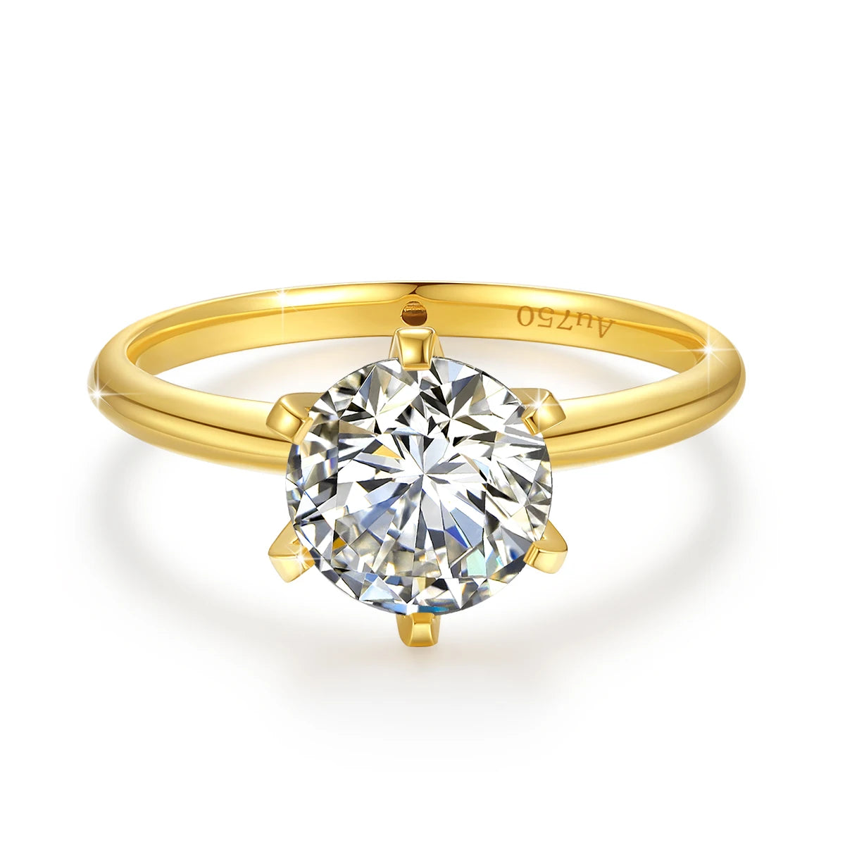 Gold rings Pure 18k Moissanite Round Luxury Brands Jewelry For Women