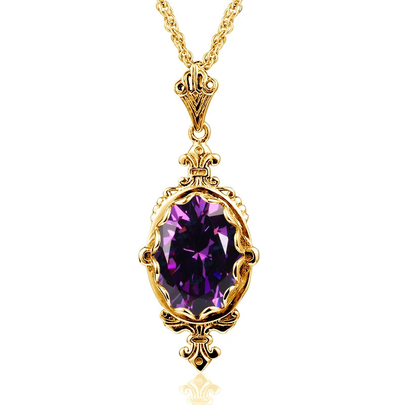 October Birthstone Solid Necklace Pendant Stone Vintage Jewelry