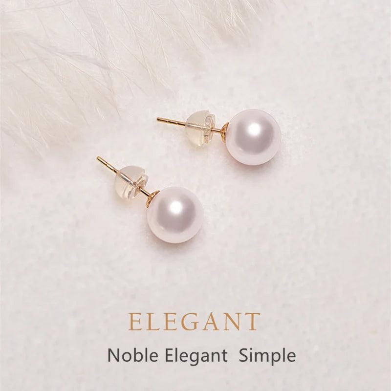 Pure Gold Ear Studs For Exquisite Original Jewelry Real 18k Gold  Natural Pearl Fashion Earrings