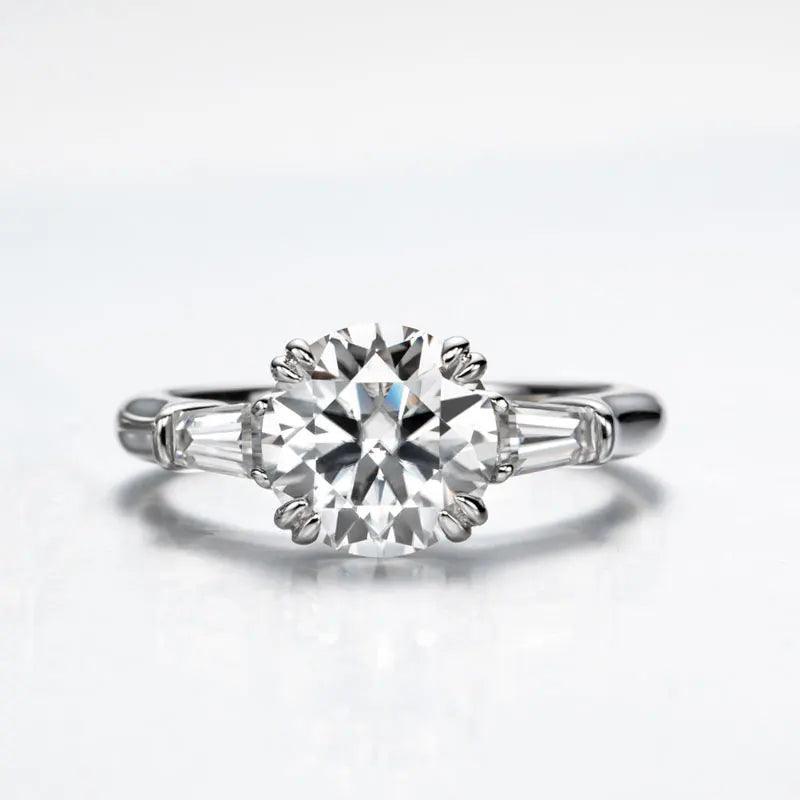 Moissanite rings Stone 3 Solid 925 Silver Round Cut