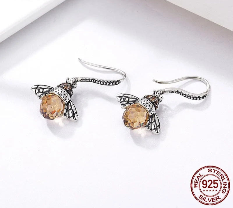 January Birthstone Earrings 925 Sterling Silver Bee Fine Jewelry