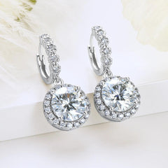 Hoop Earrings Moissanite Drop 100% 925 Silver Gold Plated 2.0ct