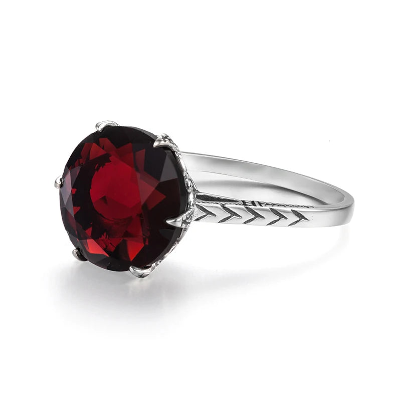 January Birthstone Dark Red Garnet Rings 925 Sterling Silver Jewelry