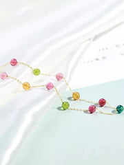 Gold Necklace Pendant Natural Tourmaline Gold for Women Fine Jewelry