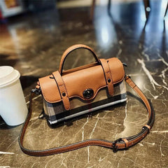 Leather Fashion Plaid Crossbody Bags for Women Luxury Shoulder Designer