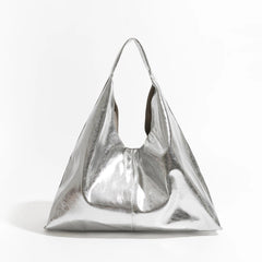 Large silver handbag for women luxury design simple triangle leather