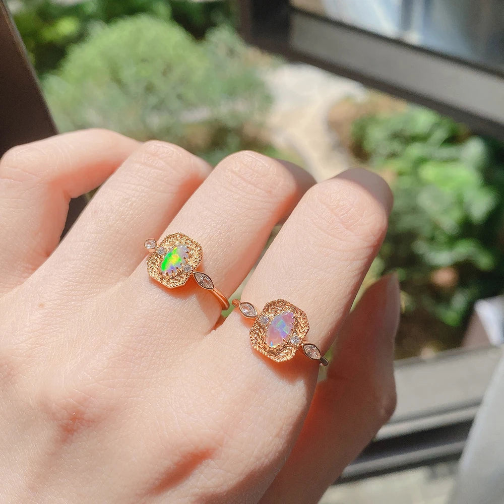 October Birthstone Vintage Luxury Opal Rings For Woman