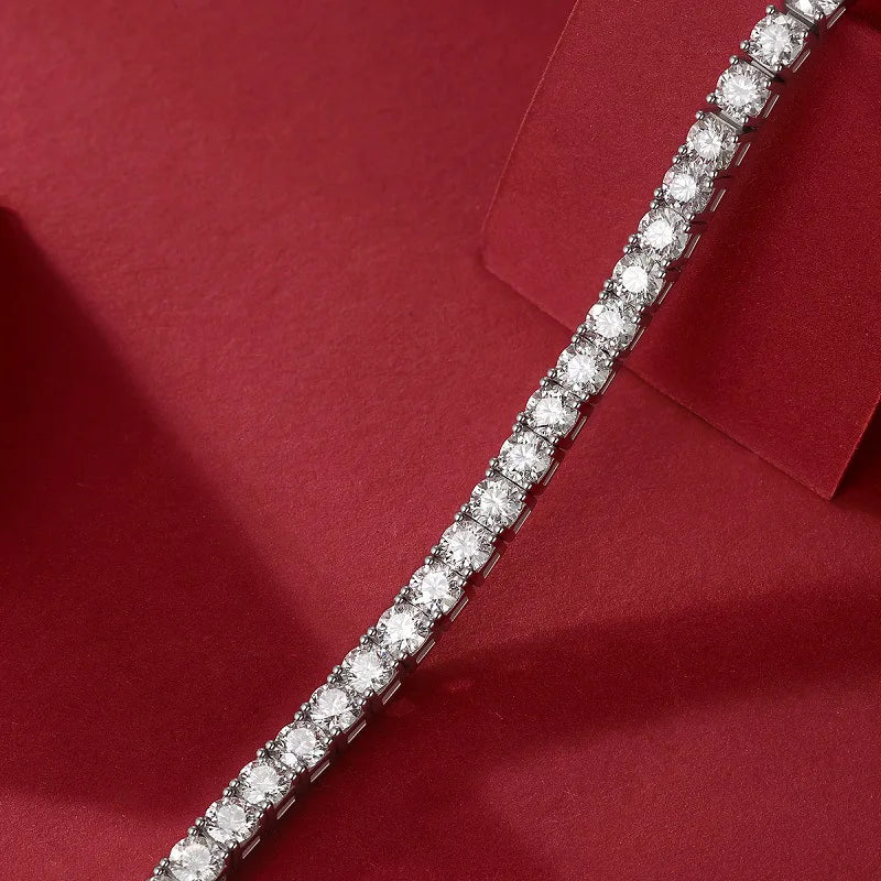 Tennis Bracelet White Full Moissanite 925 Silver Diamond Link
