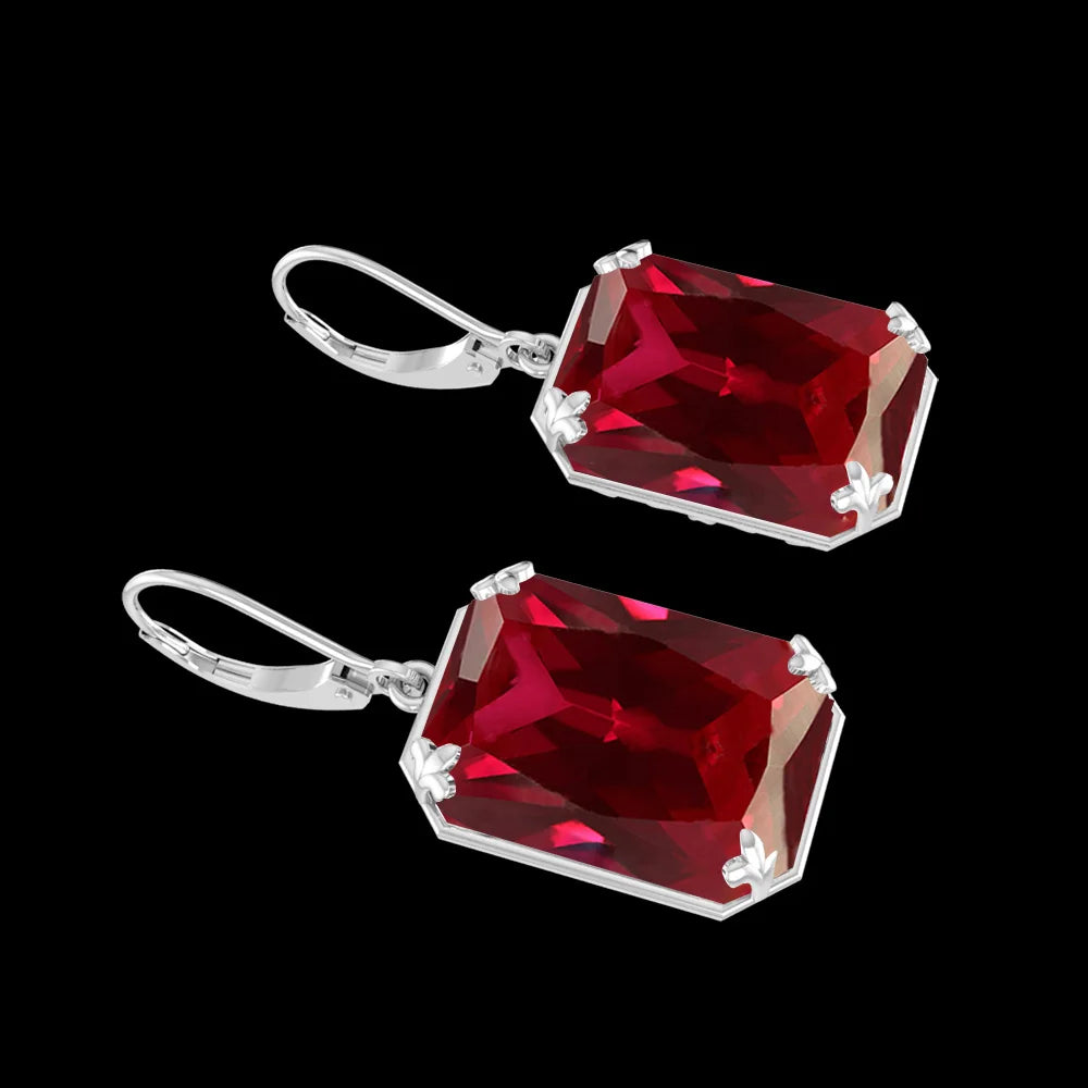 February Birthstone Sliver Vintage Ruby Gemstone Lever Jewelry