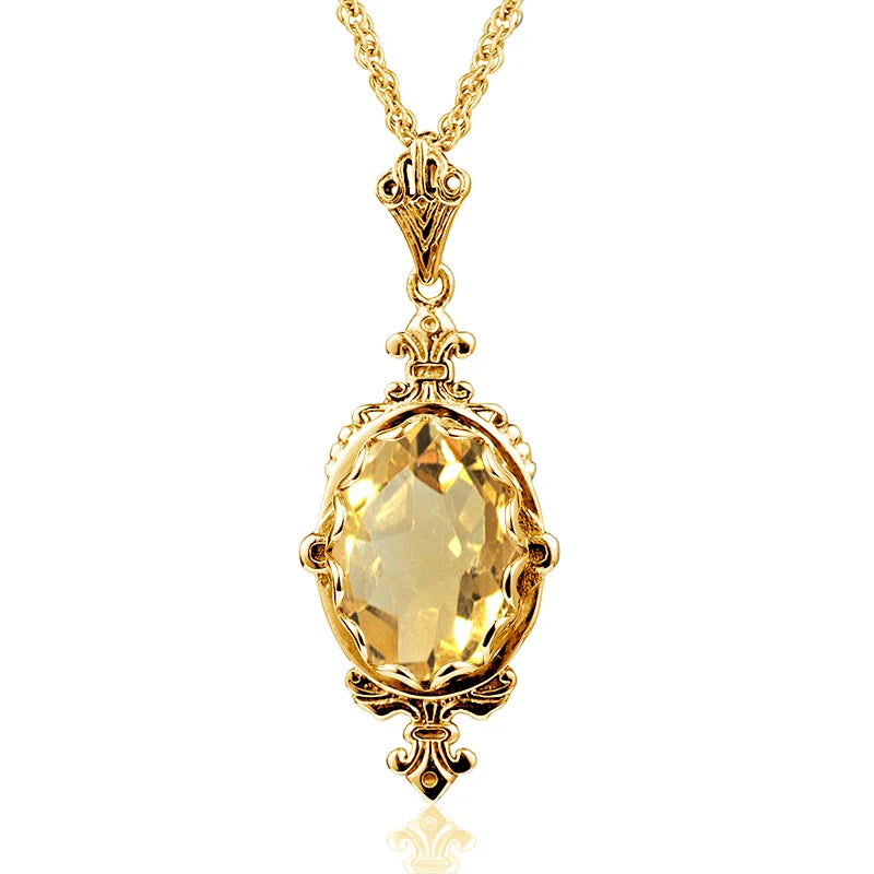 October Birthstone Solid Necklace Pendant Stone Vintage Jewelry