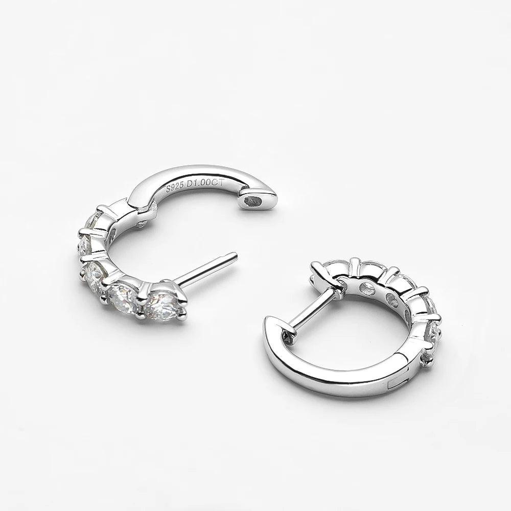 Moissanite Hoop Earrings Sterling Silver 925 Sparkling Party Fine Jewelry