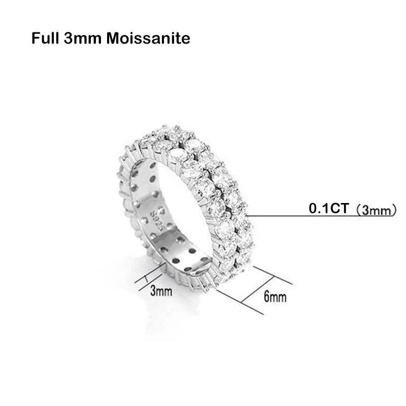 Luxury Full Moissanite Ring S925 Silver Plated 18K Diamond Stackable Rings Eternity