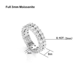 Luxury Full Moissanite Ring S925 Silver Plated 18K Diamond Stackable Rings Eternity