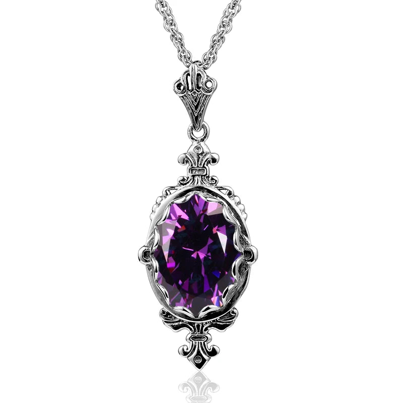 October Birthstone Solid Necklace Pendant Stone Vintage Jewelry