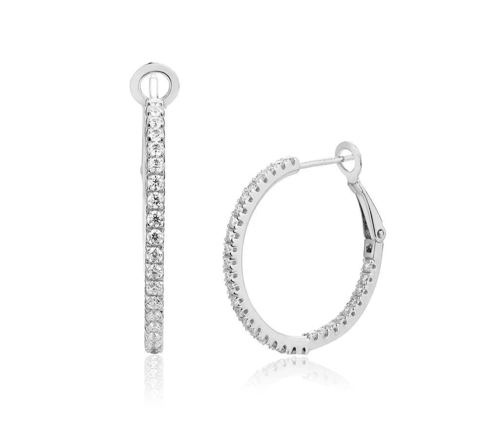 Hoop Earrings Moissanite 925 Sterling Silver Plated 