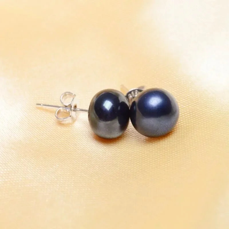 Pearl Stud Earrings For Women Black Natural Pearl Jewelry