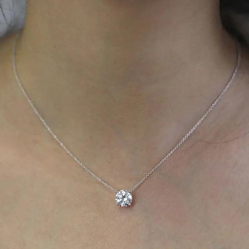 Moissanite Necklace  Original 925 Silver Chains Solitaire Drop Fine Jewelry