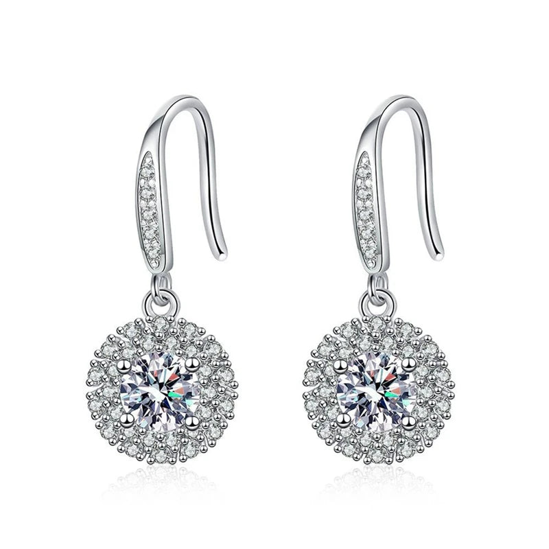 Moissanite Earrings Drop High Grade 925 Sterling Silver Part