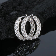 Hoop Earrings Sterling Silver 925 Stud Sparkling Jewelry
