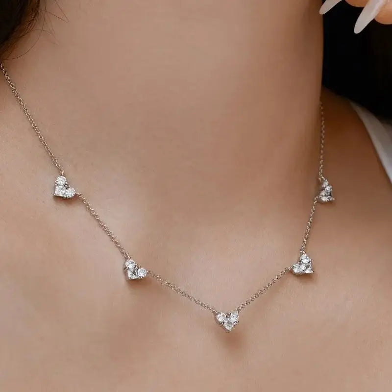 Diamond necklace 925 Silver Heart Radiant Pendant Luxury Jewelry Shiny