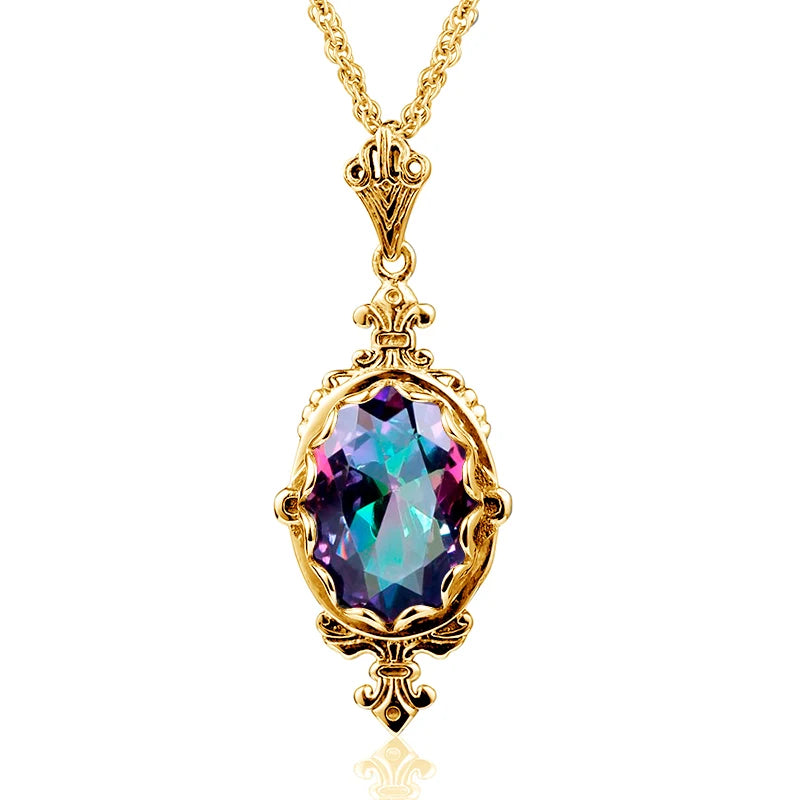 October Birthstone Solid Necklace Pendant Stone Vintage Jewelry