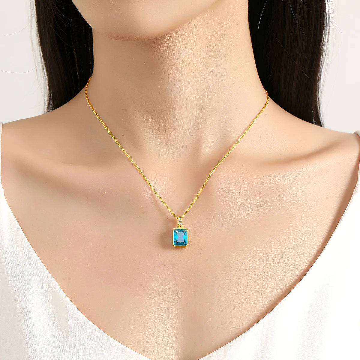 Gold Necklaces Pendant Gemstone Anniversary Fine Jewelry