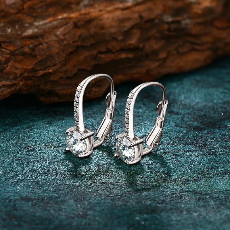 Gold Earrings Plated Silver Hoops 925 Dangle Back Moissanite