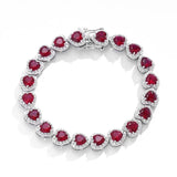 Luxury S925 Sterling Silver Full Ruby Tennis Bracelet Fine Jewelry Gemstones