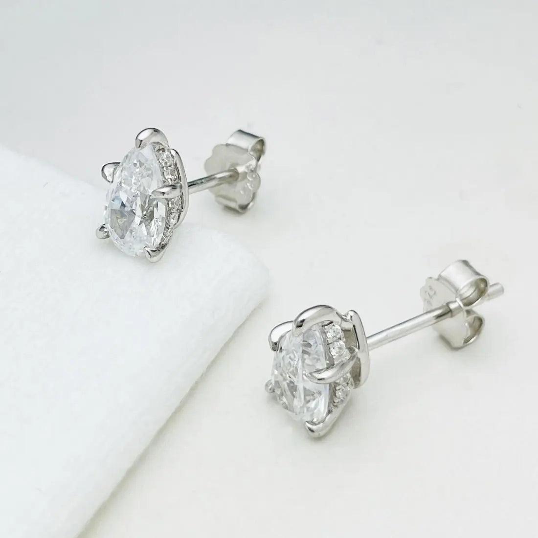 Pear Cut Moissanite Earring Solid 925 Sterling Silver Stud