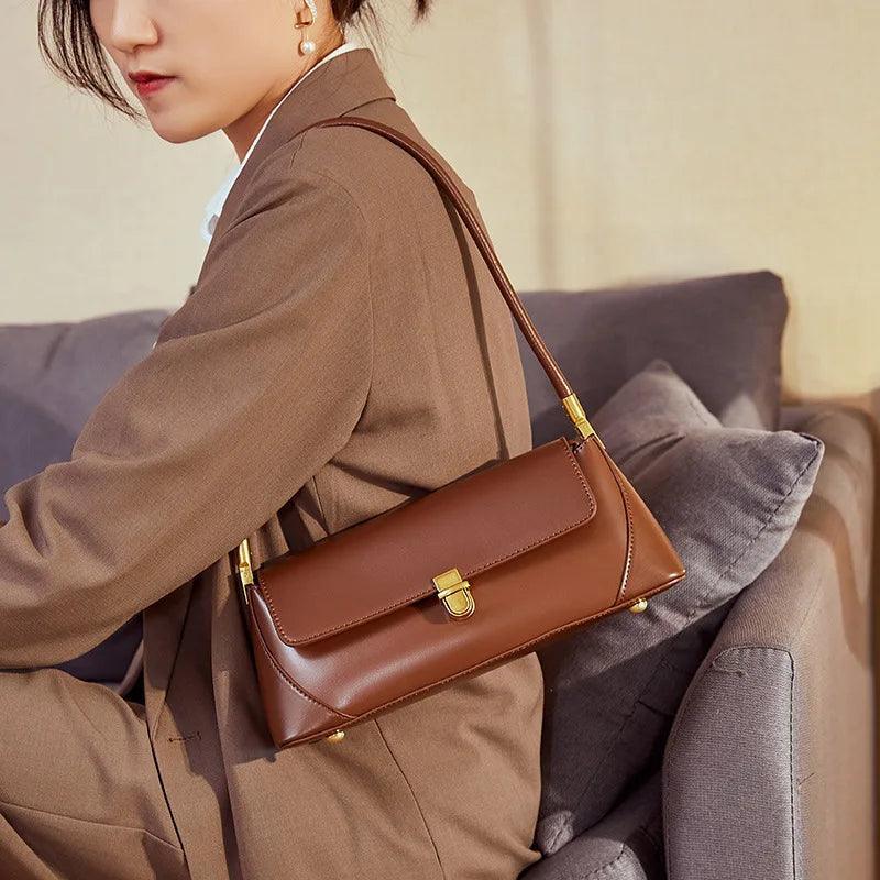 Leather Bag High Quality Elegant Ladies Shoulder Bags Designer Retro