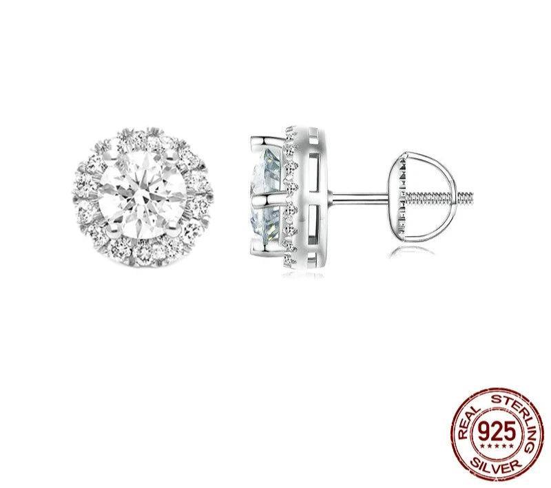 Stud Earrings 925 Sterling Silver Moissanite Earrings Fine Jewelry