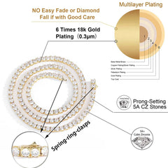 Diamond Ring for Women 18k Gold Plated Iced Out Choker Chain Jewelry