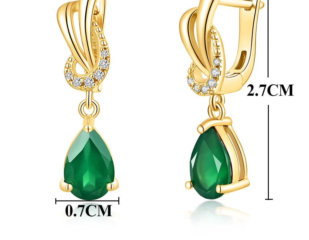 May Birthstone Simple Natural Green Earrings Women's Fine Jewelry