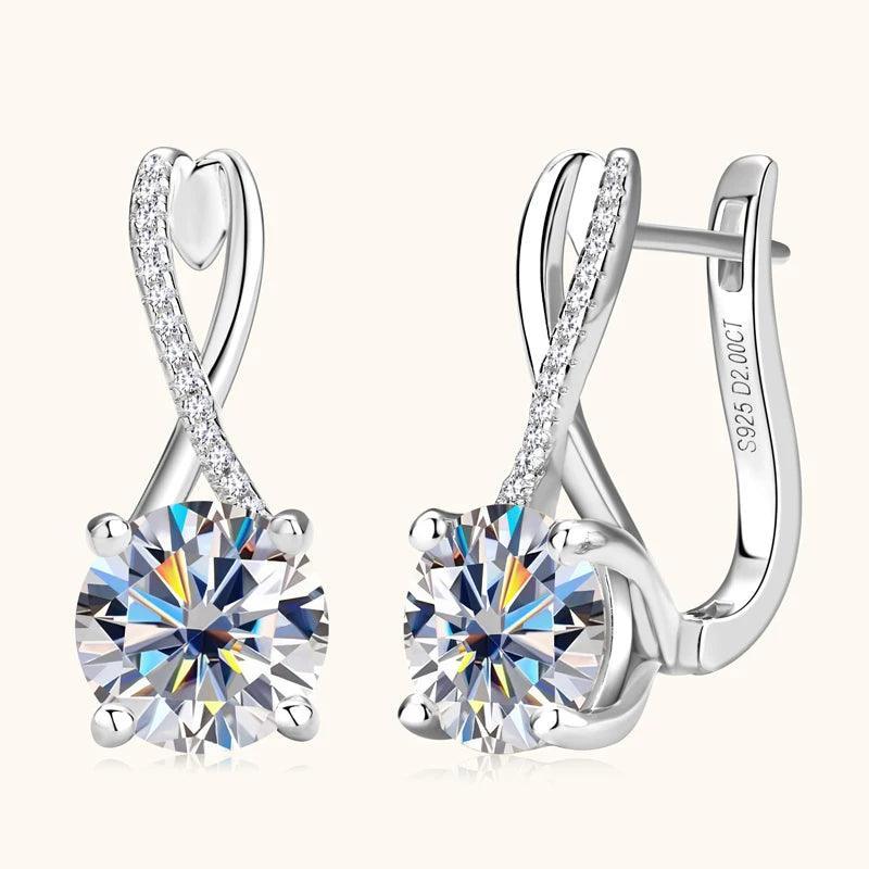 Infinity Sterling Silver 925 Hoop Earrings Moissanite Drop Luxury Jewelry