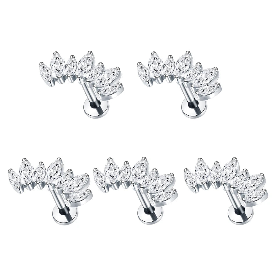 Nose Rings Zircon Labret Tragus Helix Daith Lobe Stud for Women