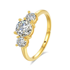 Gold Rings With 18k For Women 3 Stone Initial Luxury Jewelry