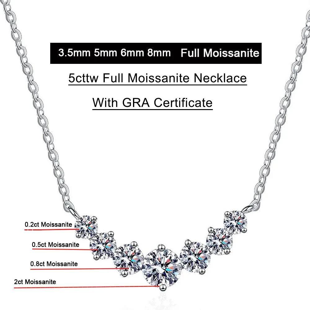 Color Full Moissanite Necklace Fine Jewelry S925 Silver Plated 18k 1.7cttw Necklace