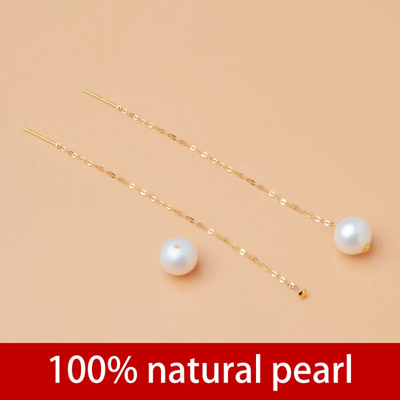 Pearl earrings 18K Gold Jewelry Natural Freshwater Pure Fine Jewelry