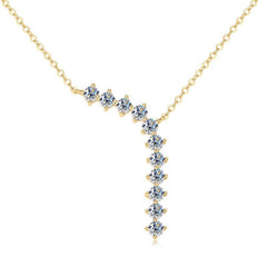 Lariat Necklace Sterling Silver 925 Round Moissanite Necklace Trend Jewelry