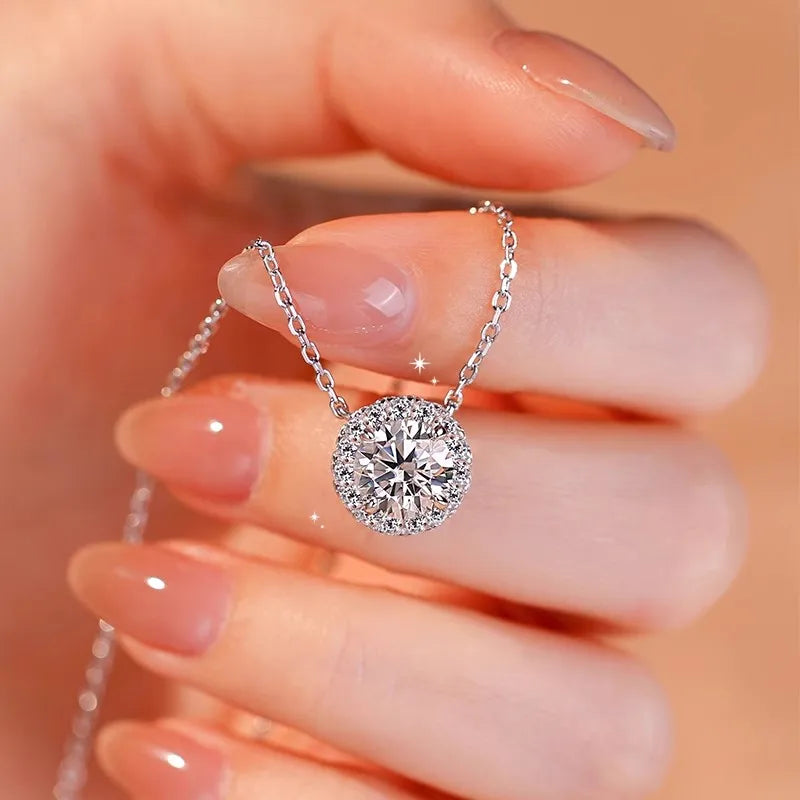 Moissanite Luxury Sparkling Diamond Necklaces Pendant Jewelry