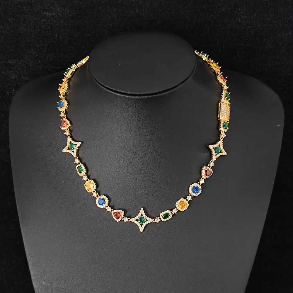 November Birthstone Necklaces Rainbow Chain Fashion Jewelry