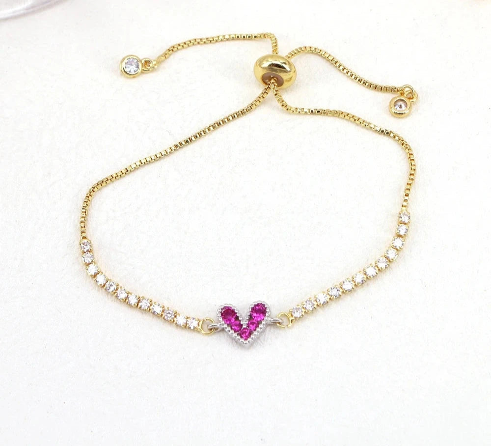 Personalized Heart Bracelet Jewelry 24K Gold Shiny Crystal Plated