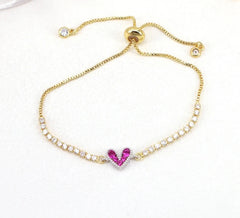 Personalized Heart Bracelet Jewelry 24K Gold Shiny Crystal Plated