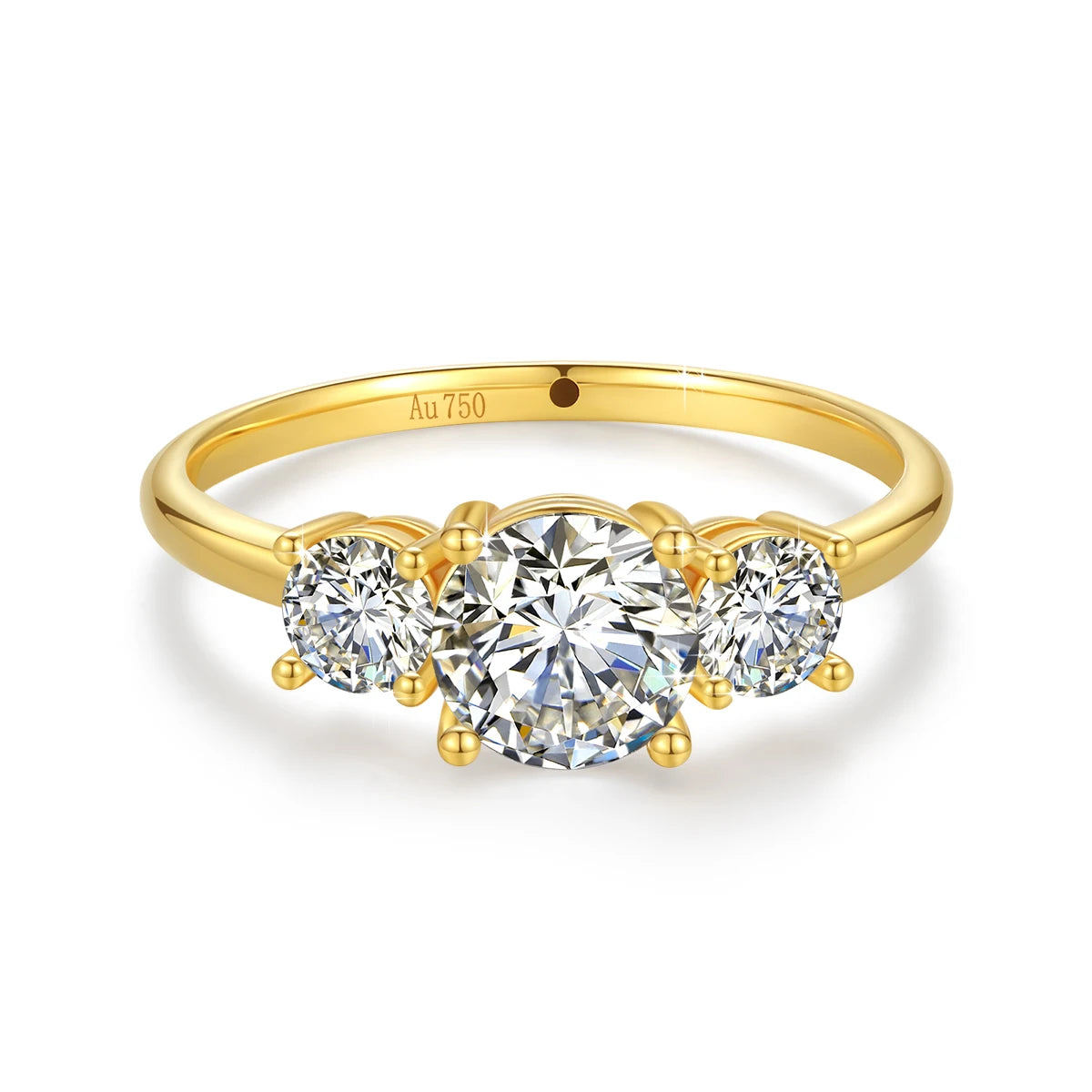 Gold Rings With 18k For Women 3 Stone Initial Luxury Jewelry