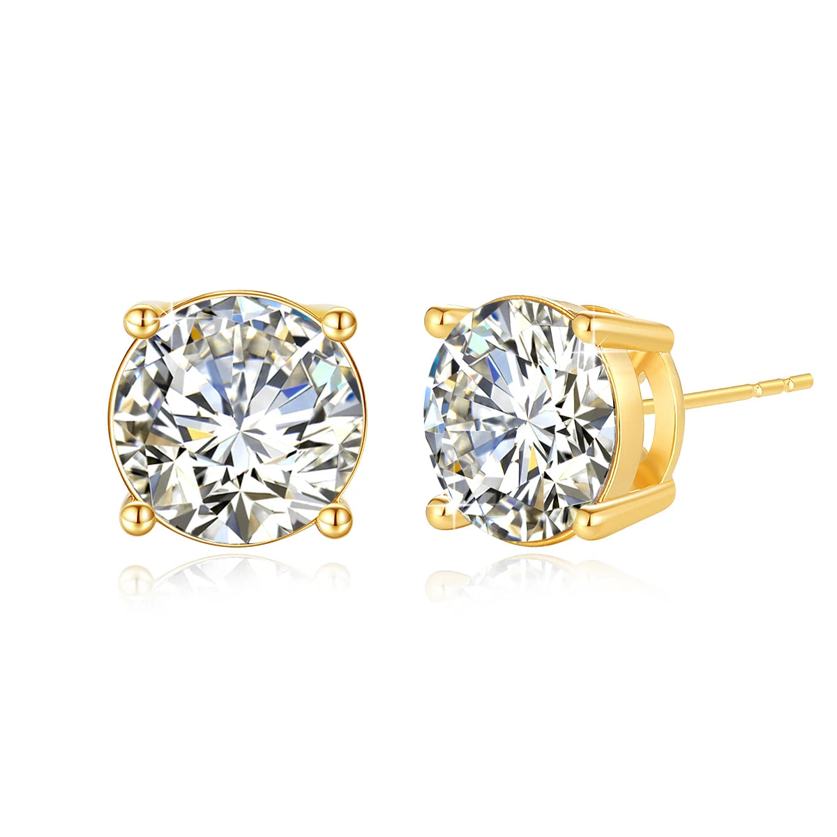 Gold Earrings 18k Elegant Women 1ct Stud Luxury For Fine Jewelry