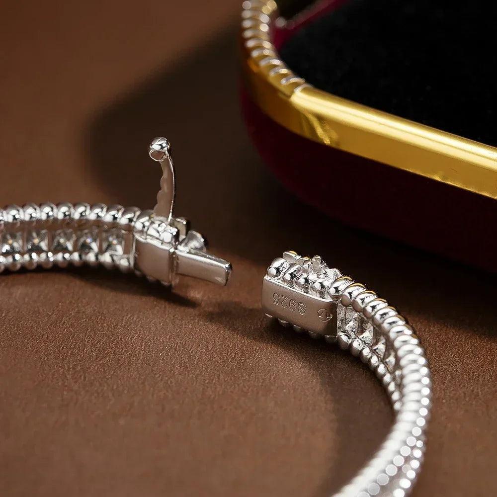 Diamond Bracelet 925 Silver 2mm Full 18k White Gold Plated
