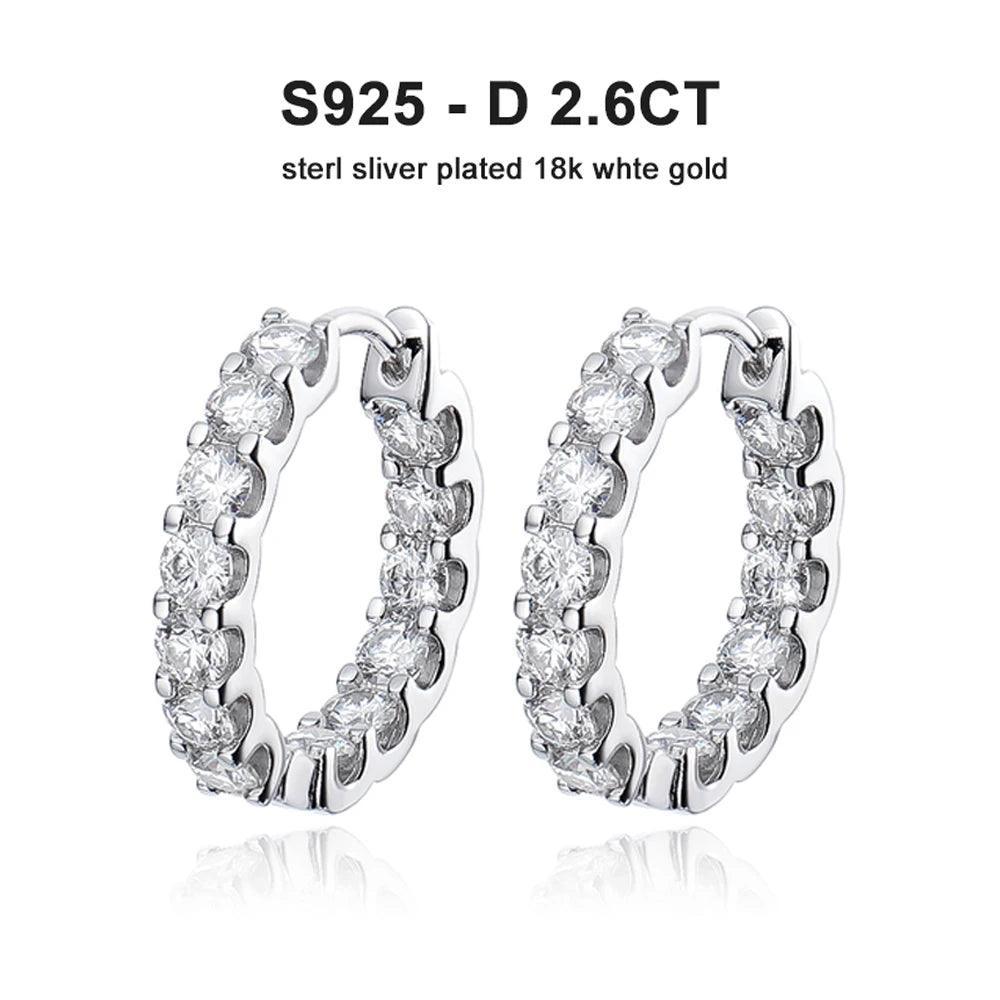 2.6ct D Color Moissanite Earring 925 Sterling Sliver Plated White Gold