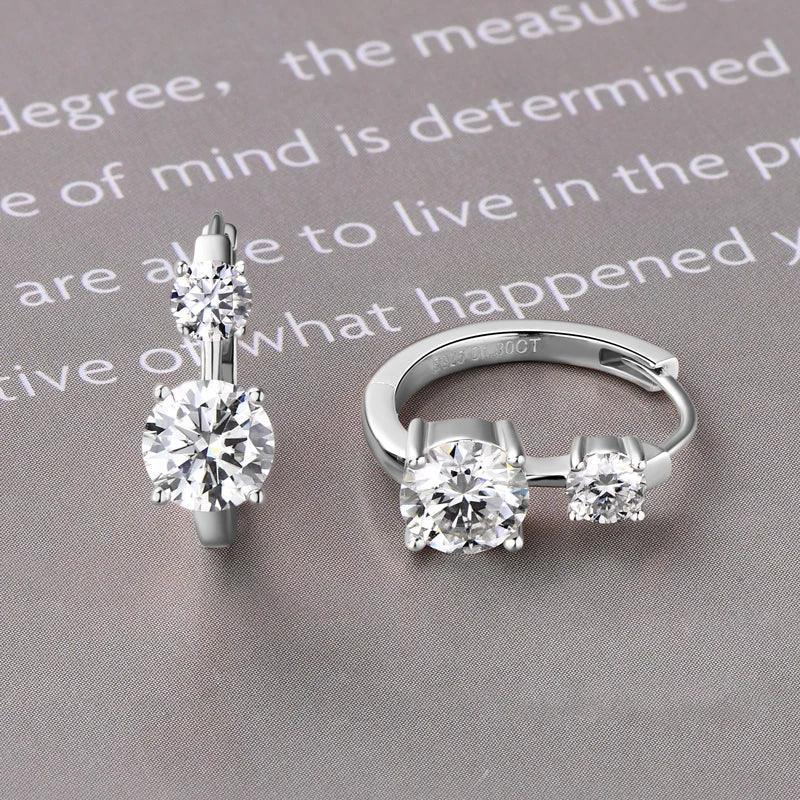 Moissanite Earrings Hoops With Original 925 Silver Round Diamond