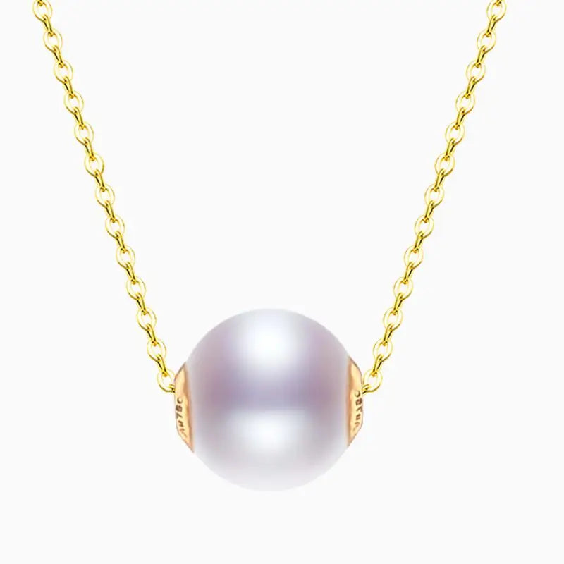 Pearl Necklace 18K Gold Pendant Natural  Fine Jewelry Party For Women