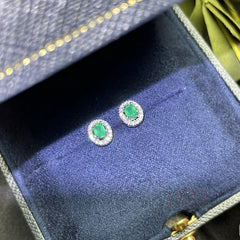 May Birthstone Natural Emerald Stud Earrings Luxury Style